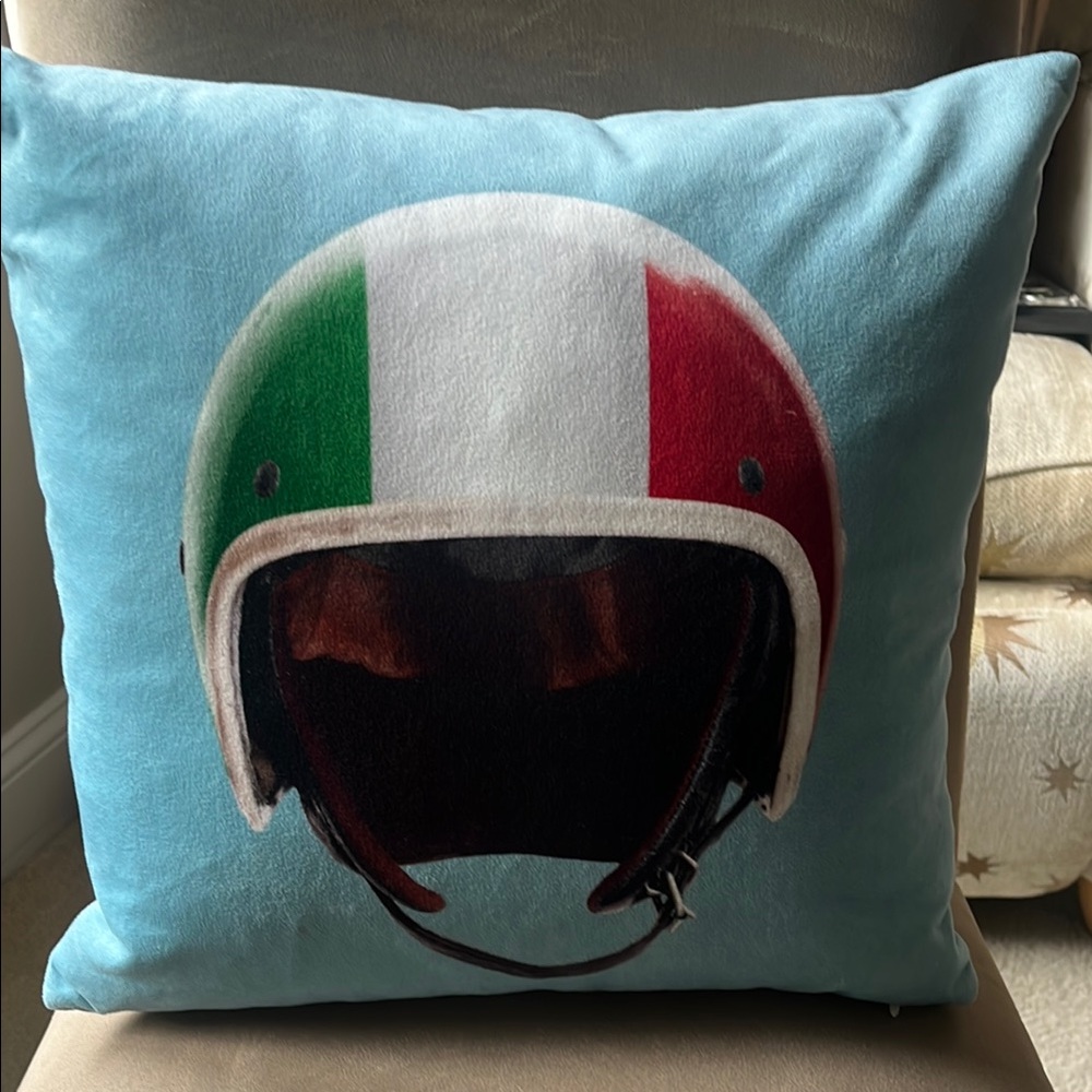 Italian Flag Helmet Accent Pillow 100% feathers insert NWOT